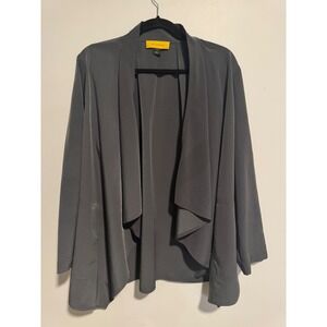 St John Womens Charcoal Grey Draped Open Front Zip Pocket Jacket Coat‎ Career L